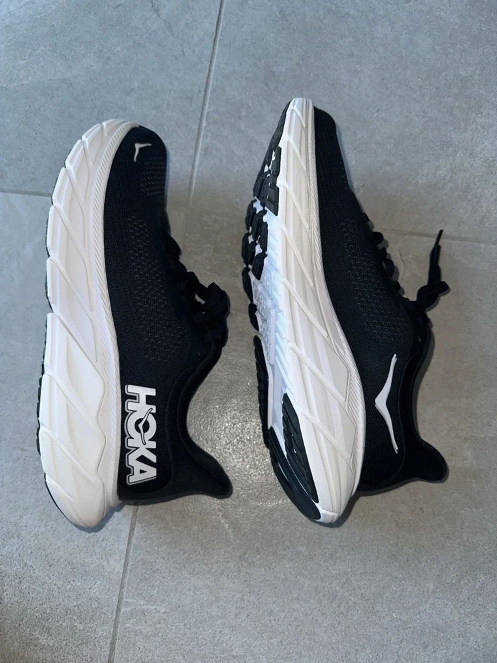 Hoka Black and White Lightweight Running Sneakers